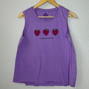 Life Is Good Tank Top Strawberry Purple size Medium